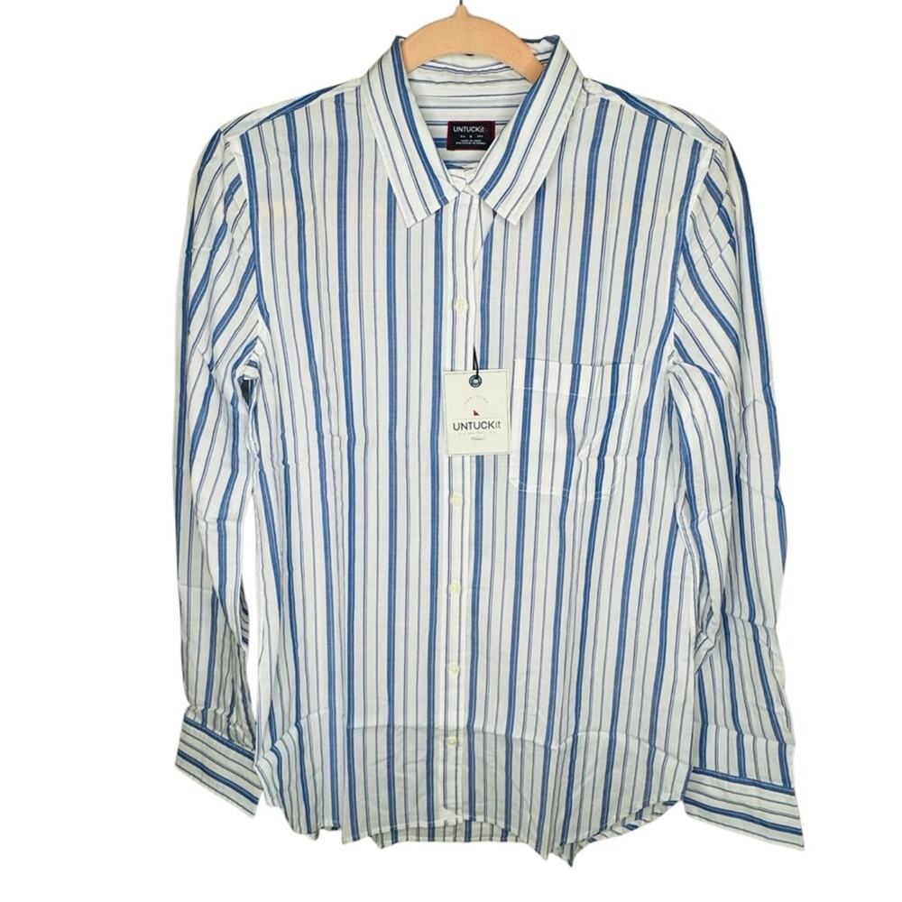 NWT UNTUCKit Pinot Perse Regular Fit Long Sleeve Button Shirt Blouse Size 6